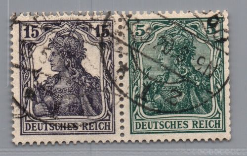 Deutsches Reich Germania Zusammendruck W9 gestempelt