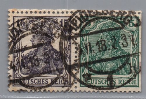 Deutsches Reich Germania Zusammendruck W9 gestempelt