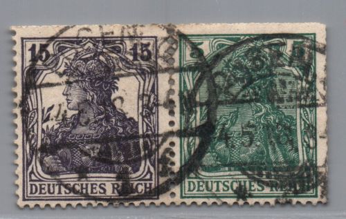 Deutsches Reich Germania Zusammendruck W9 gestempelt