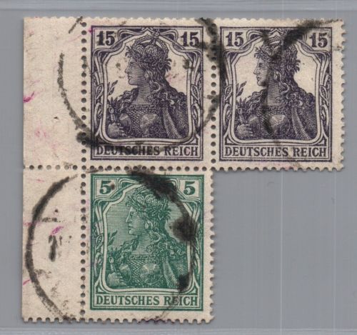 Deutsches Reich Germania Zusammendruck S6 LR0 gestempelt