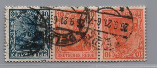 Deutsches Reich Germania Zusammendruck WK1 gestempelt geprüft