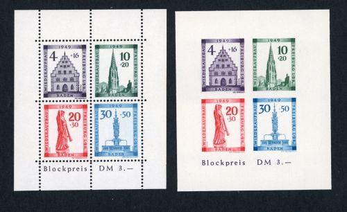 Alliierte Besetzung Franz. Zone Baden Block 1 A + B postfrisch