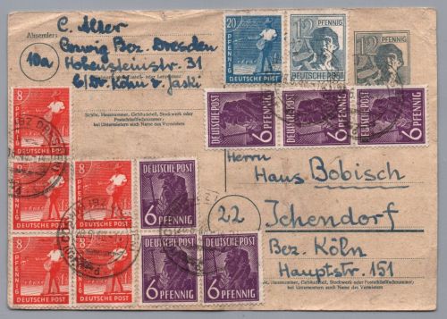 Ganzsache Alliierte Besetzung SBZ - MiNr 944, 945, 947, 950 - Coswig 1948