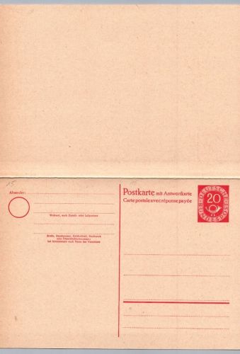 Bund Ganzsache Posthorn Frage und Antwortkarte P 15 - ungebraucht