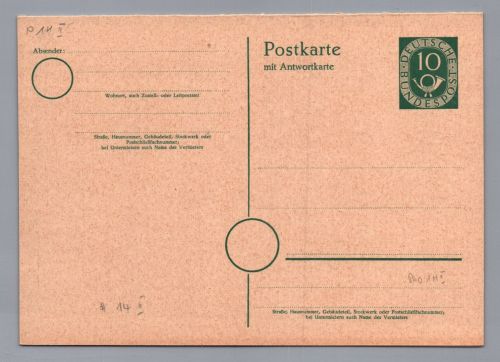 Bund Ganzsache Posthorn Frage und Antwortkarte P 14 - ungebraucht