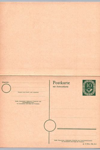 Bund Ganzsache Posthorn Frage und Antwortkarte P 12 - ungebraucht