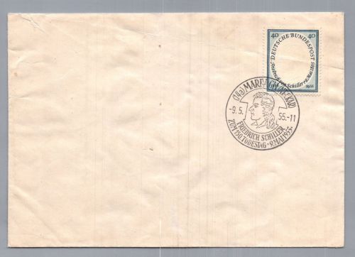 Bund Michel Nummer 210 FDC - Marbach 150. Schiller Todestag