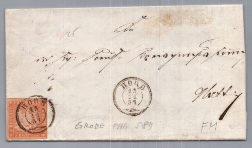Württemberg Brief MiNr 7 - Horb nach Sulz 1857
