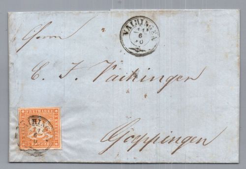 Württemberg Brief MiNr 7 - Vaihingen nach Göppingen 1860
