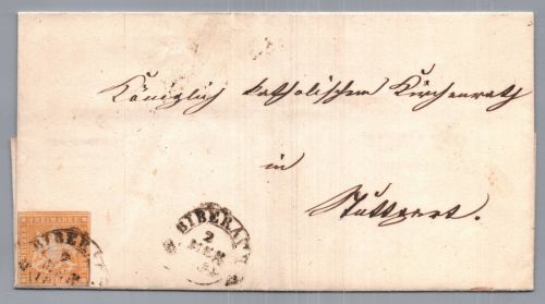 Württemberg Brief MiNr 12 - Biberach nach Stuttgart 1858