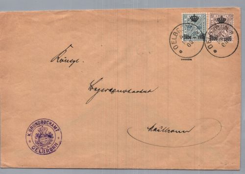 Württemberg Dienstbrief MiNr 217 - Oelbronn nach Maulbronn + geprüft