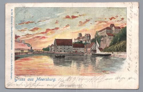 Ansichtskarte Meersburg - Bodensee Schiffspost Konstanz Bregenz 1899