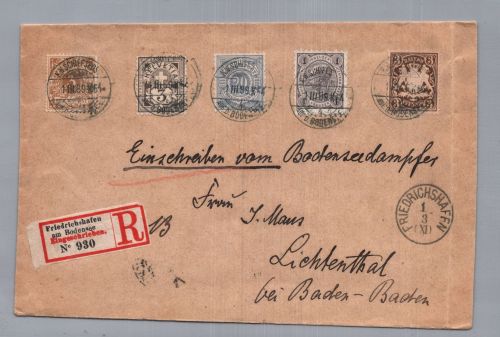 Einschreiben Brief Bodensee Schiffspost Dampfer - Fünfländer Frankatur - 1899