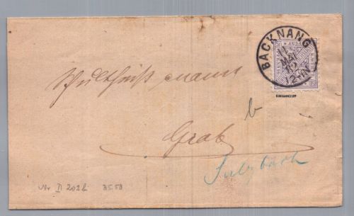 Württemberg Brief Dienst MiNr 202 b - Backnang nach Grab 1882 + geprüft