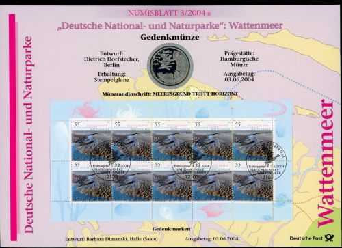 Deutschland Numisblatt 03/2004 Deutsche National- und Naturparke Wattenmeer