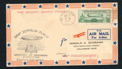 Graf Zeppelin Special Flight USA - Exposition 1933 - Miami nach Greensburg