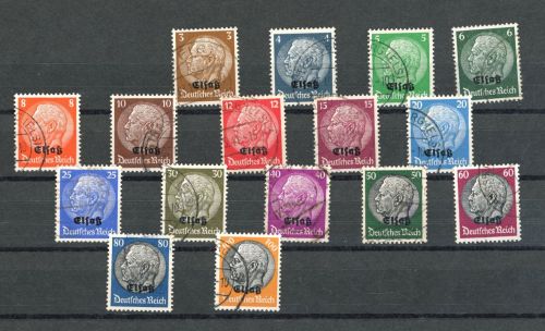 Dt. Reich Besetzung Elsass Michel Nummer 1 - 16 gestempelt