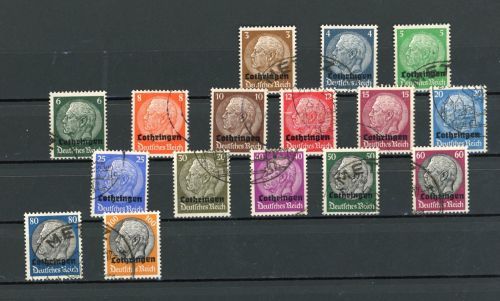 Dt. Reich Besetzung Lothringen Michel Nummer 1 - 16 gestempelt