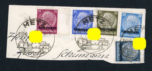 Dt. Reich Besetzung Lothringen Briefstück Metz 1940