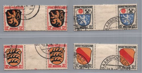 Französische Zone Allg. Ausgabe Michel Nummer 6ZW - 8ZW gestempelt