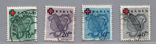 Franz. Zone Baden Michel Nummer 42 A - 45 A gestempelt