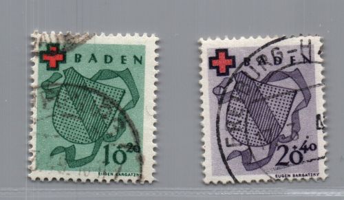 Franz. Zone Baden Michel Nummer 42 A - 43 A gestempelt