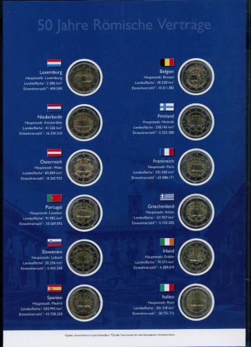 Numisblatt 50 Jahre Römische Verträge 12 x 2 EUR 2007