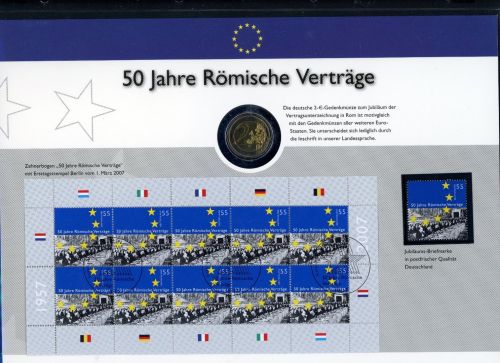 Numisblatt 50 Jahre Römische Verträge 1 x 2 EUR 2007