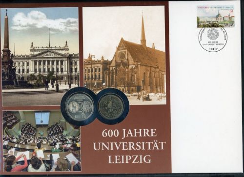 Numisbrief 600 Jahre Universität Leipzig 2009 1x 10 EUR + 1x 5 DM