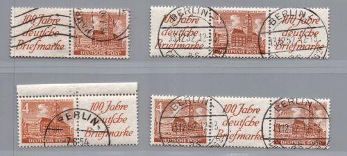 Berlin Zusammendruck Michel Nummer W5 - W8 gestempelt