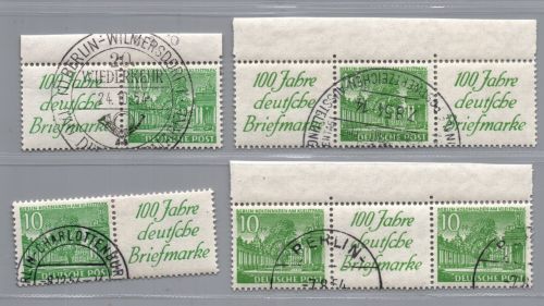 Berlin Zusammendruck Michel Nummer W9 - W12 gestempelt