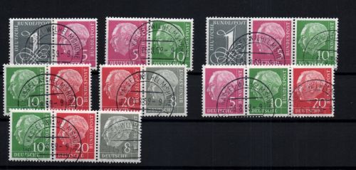 Bund Heuss Zusammendruck Michel Nummer W17X - W23x gestempelt