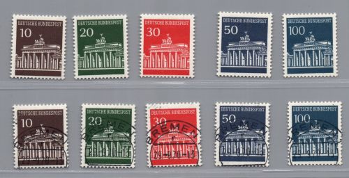 Bund Michel Nummer 506 vR - 510 vR postfrisch + gestempelt