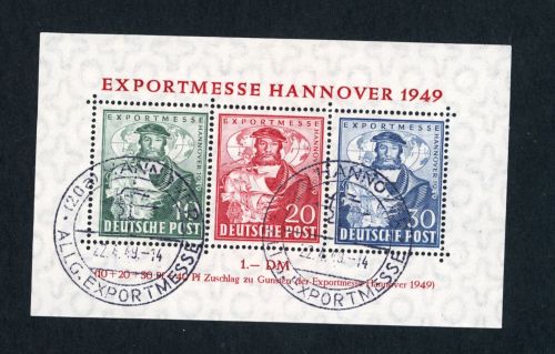 Allierte Besetzung BiZone Block 1a gestempelt Sonderstempel Hannover