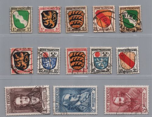 Alliierte Besetzung Franz. Zone Michel Nummer 1 - 13 gestempelt