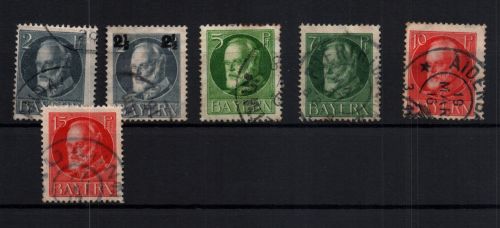 Bayern Michel Nummer 110A - 115A gestempelt