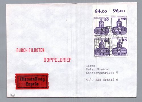 Bund Eil Doppel Brief - Berlin nach Bad Honnef 1982