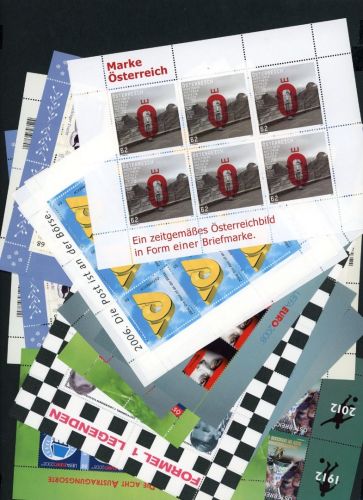 Österreich gültige Frankaturware in versch. Kleinbögen - Frankaturwert 91,34 EUR