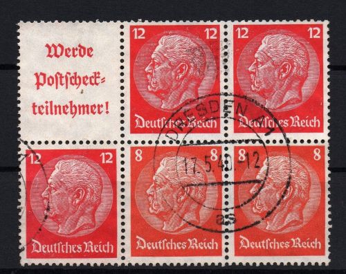 Dt. Reich Zusammendruck Michel Nr. S195 / W85 / W86 , gestempelt