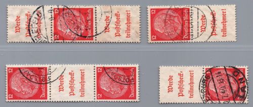 Dt. Reich Zusammendruck Michel Nr. S203 - S206 , gestempelt