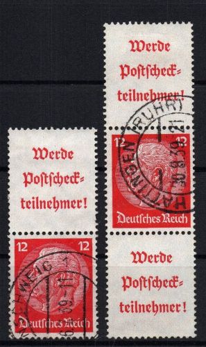 Dt. Reich Zusammendruck Michel Nr. S195 + S196 , gestempelt