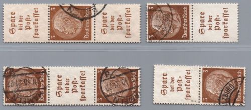 Dt. Reich Zusammendruck Michel Nr. S175 - S178, gestempelt