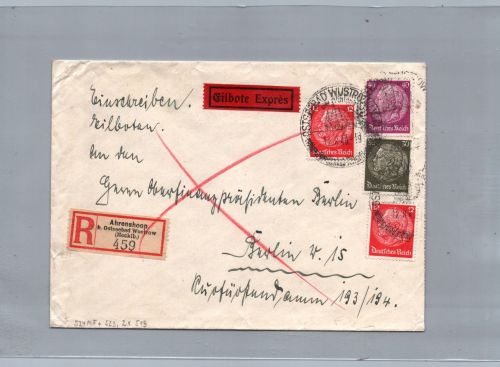 Dt. Reich Einschreiben Eil Brief Ahrenshoop Wustrow nach Berlin 1940