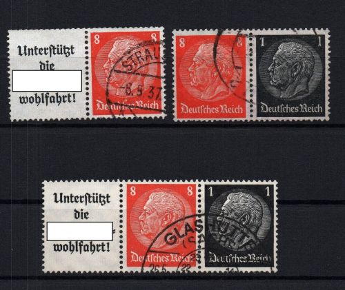 Dt. Reich Zusammendruck Michel Nr. W 63 - W 65 , gestempelt