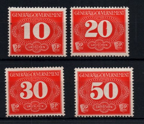 Generalgouvernement Zustellungsmarken Michel Nummer 1 - 4 postfrisch