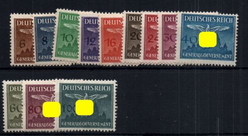 Generalgouvernement Dienstmarken Michel Nummer 25 - 36 postfrisch