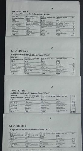 Schweiz Ersttagsbriefe FDC Jahrgang 2012 komplett