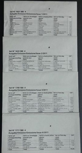 Schweiz Ersttagsbriefe FDC Jahrgang 2011 komplett