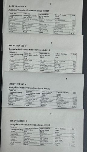 Schweiz Ersttagsbriefe FDC Jahrgang 2013 komplett