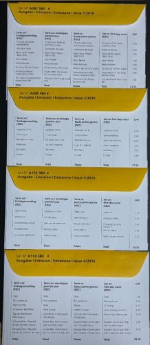 Schweiz Ersttagsbriefe FDC Jahrgang 2016 komplett
